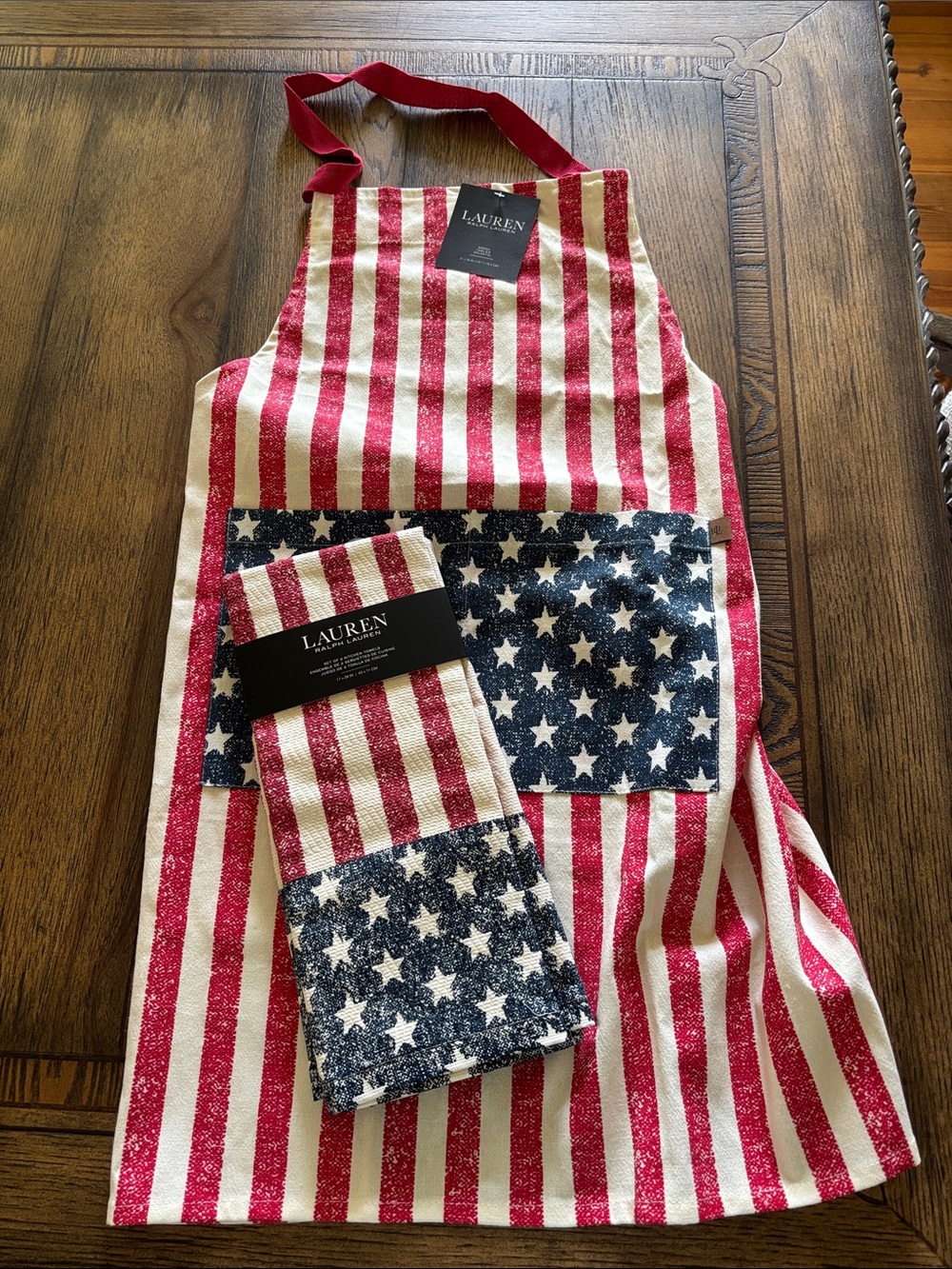 Ralph Lauren Stars Stripes Apron & Dish Towel Set - NWT